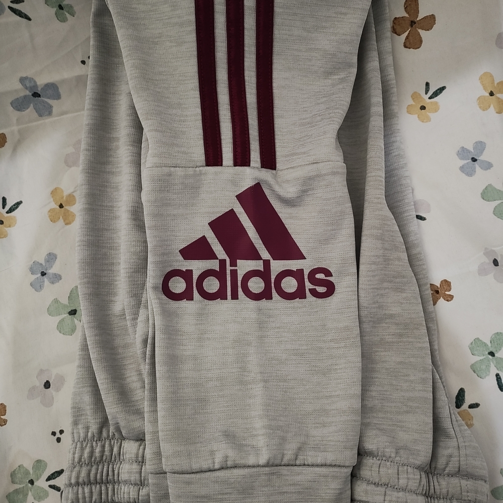 Adidas Kids Gray and Maroon Sweatpants